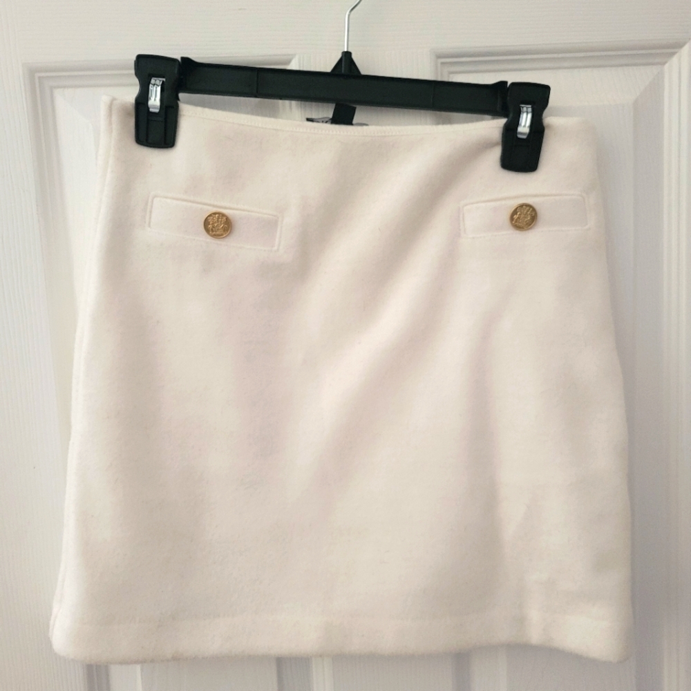 J.crew Textured Mini Skirt Elegant Winter White Skirt with Gold Buttons XS